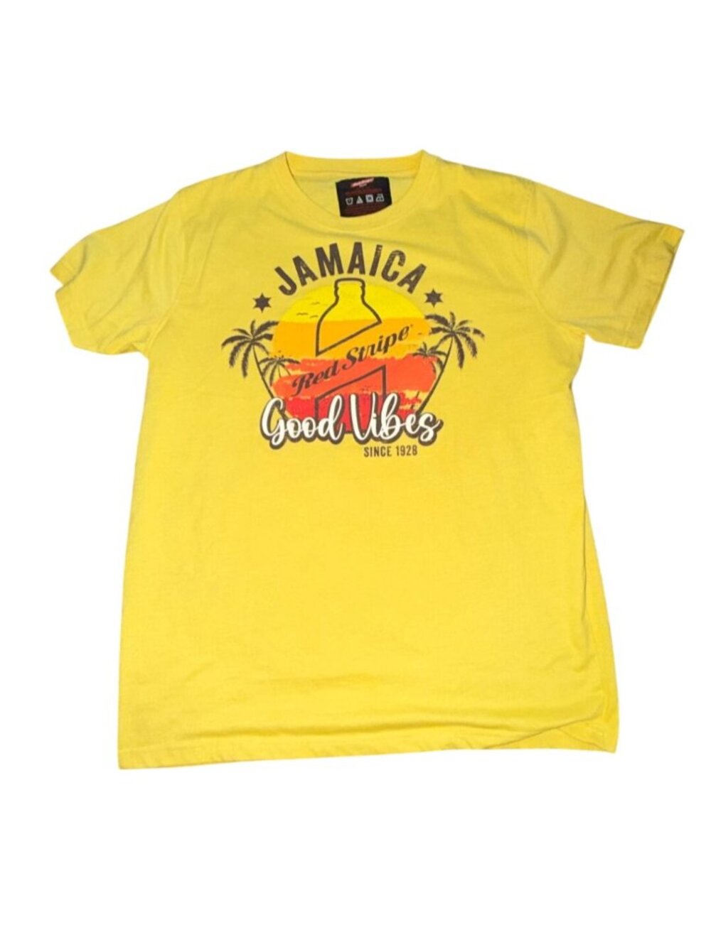 Red Stripe Beer Jamaica Mens Short Sleeve T-Shirt-Yellow-XL-GUC